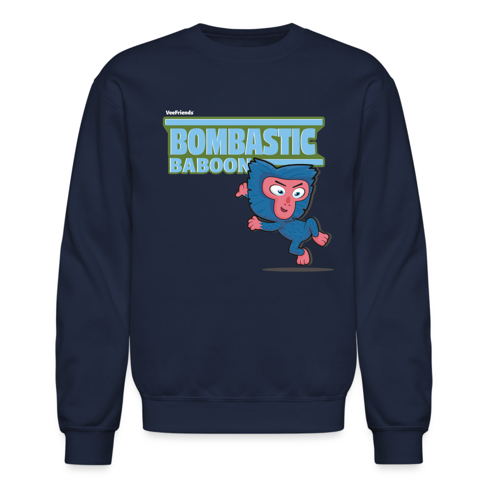 Bombastic Baboon Character Comfort Adult Crewneck Sweatshirt - navy