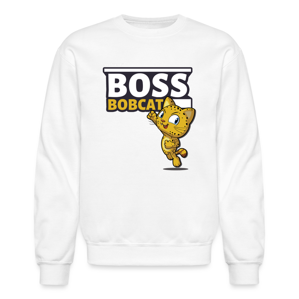 Boss Bobcat Character Comfort Adult Crewneck Sweatshirt - white
