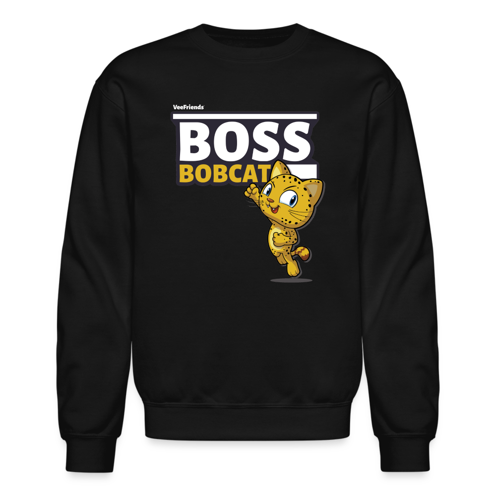 Boss Bobcat Character Comfort Adult Crewneck Sweatshirt - black