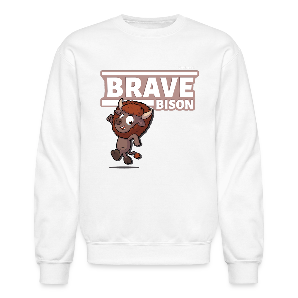 Brave Bison Character Comfort Adult Crewneck Sweatshirt - white
