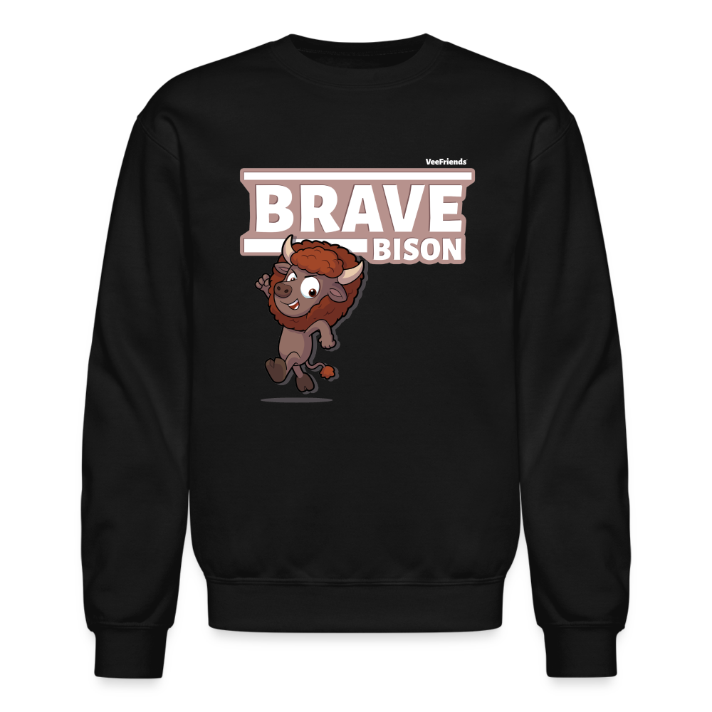 Brave Bison Character Comfort Adult Crewneck Sweatshirt - black