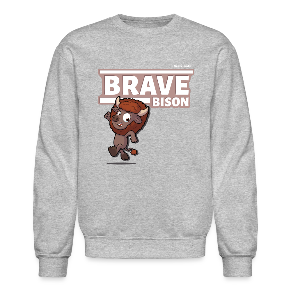 Brave Bison Character Comfort Adult Crewneck Sweatshirt - heather gray