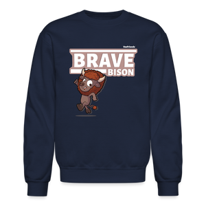 Brave Bison Character Comfort Adult Crewneck Sweatshirt - navy