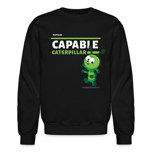 Capable Caterpillar Character Comfort Adult Crewneck Sweatshirt - black