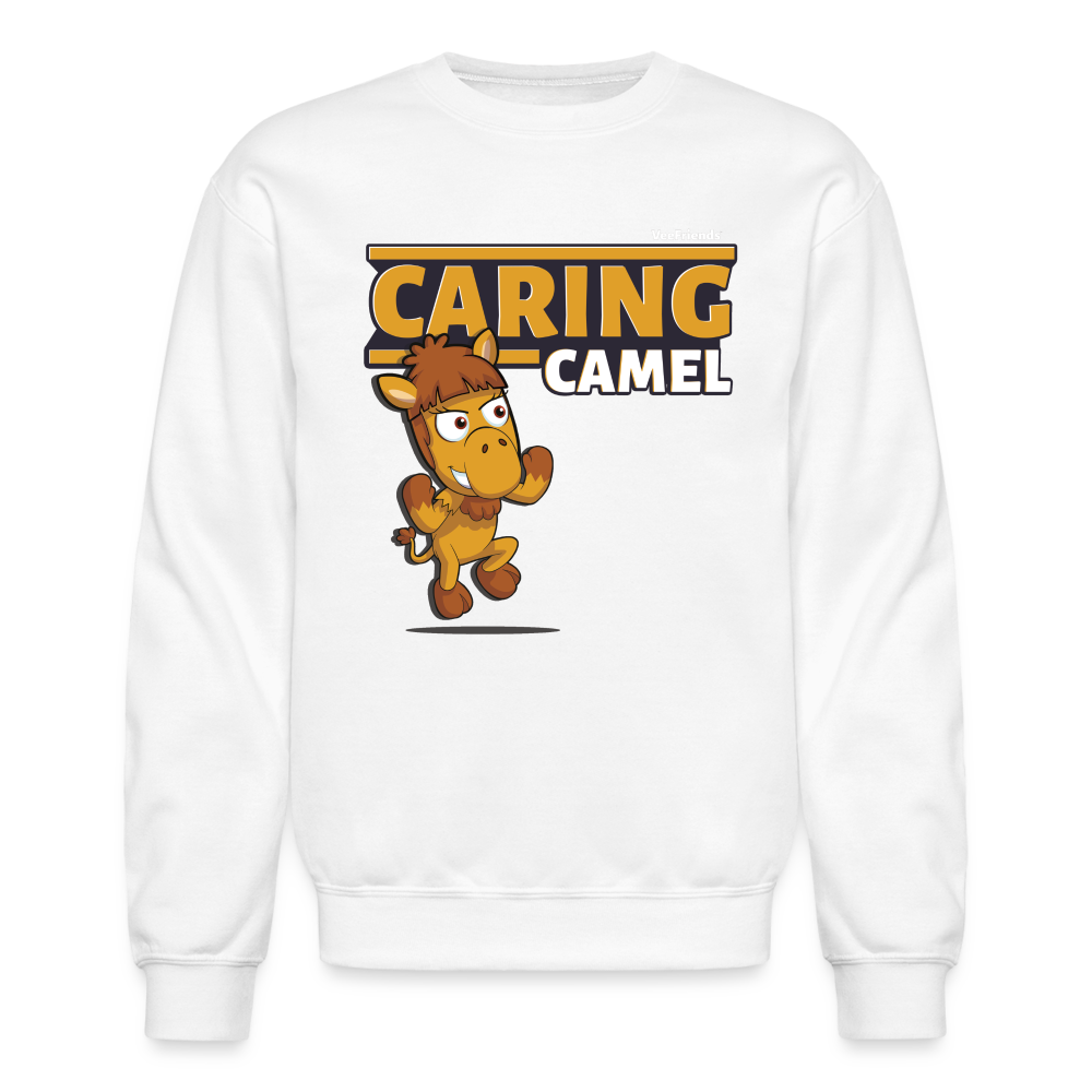 Caring Camel Character Comfort Adult Crewneck Sweatshirt - white