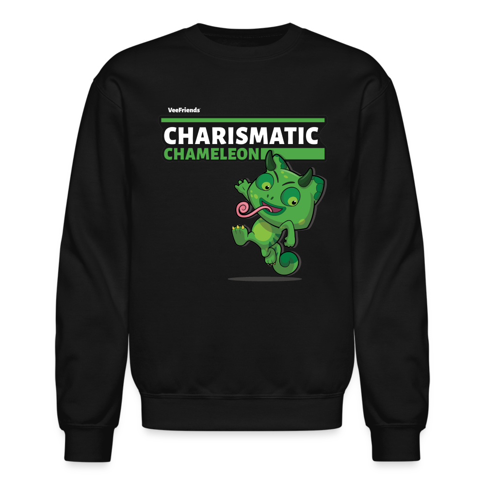 Charismatic Chameleon Character Comfort Adult Crewneck Sweatshirt - black