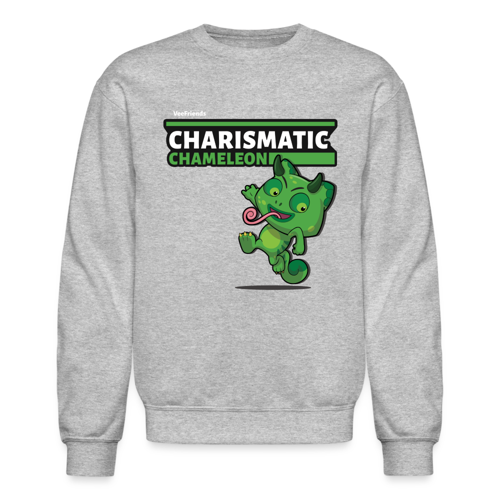 Charismatic Chameleon Character Comfort Adult Crewneck Sweatshirt - heather gray