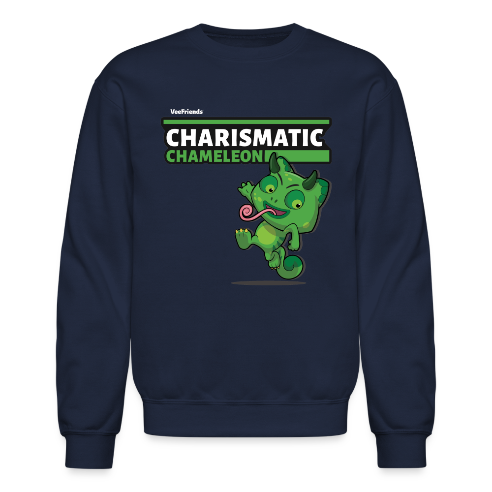 
            
                Load image into Gallery viewer, Charismatic Chameleon Character Comfort Adult Crewneck Sweatshirt - navy
            
        