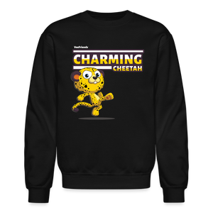 Charming Cheetah Character Comfort Adult Crewneck Sweatshirt - black
