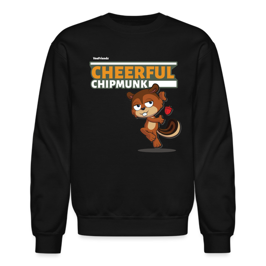 Cheerful Chipmunk Character Comfort Adult Crewneck Sweatshirt - black