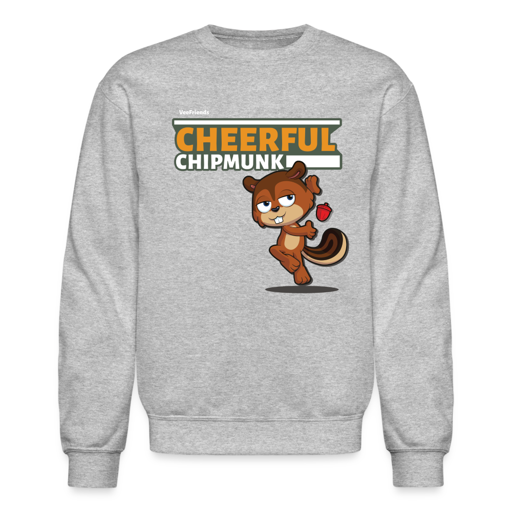 Cheerful Chipmunk Character Comfort Adult Crewneck Sweatshirt - heather gray