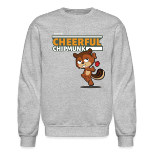 Cheerful Chipmunk Character Comfort Adult Crewneck Sweatshirt - heather gray