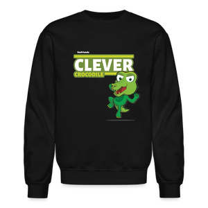 Clever Crocodile Character Comfort Adult Crewneck Sweatshirt - black