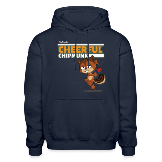 Cheerful Chipmunk Character Comfort Adult Hoodie - navy