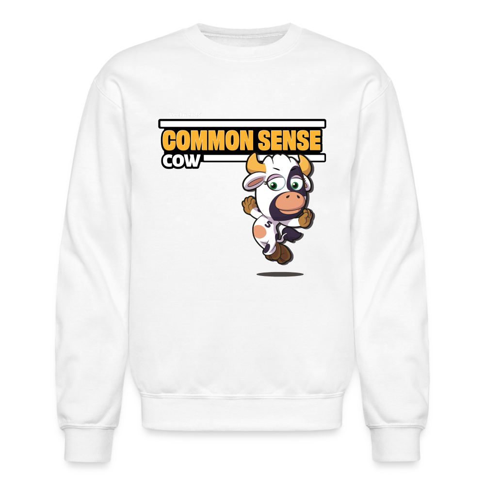 Common Sense Cow Character Comfort Adult Crewneck Sweatshirt - white