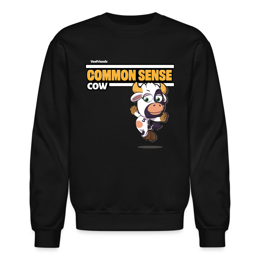 Common Sense Cow Character Comfort Adult Crewneck Sweatshirt - black