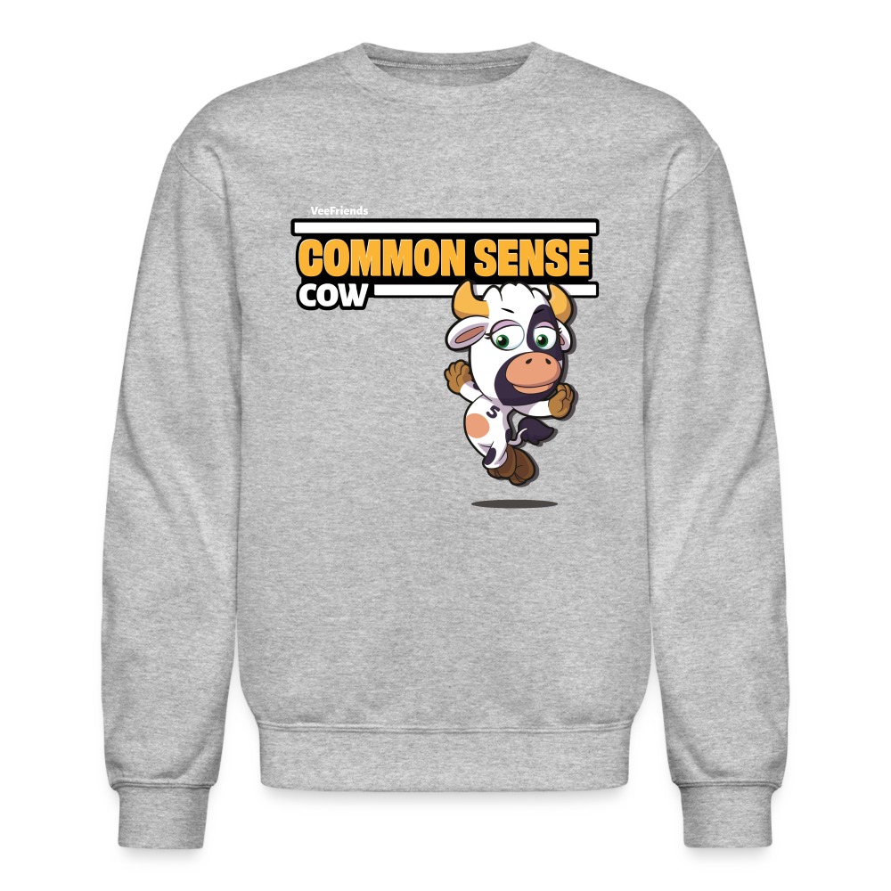 Common Sense Cow Character Comfort Adult Crewneck Sweatshirt - heather gray