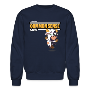Common Sense Cow Character Comfort Adult Crewneck Sweatshirt - navy