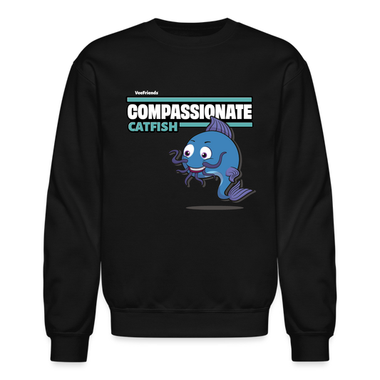 Compassionate Catfish Character Comfort Adult Crewneck Sweatshirt - black