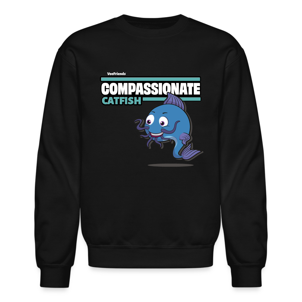 Compassionate Catfish Character Comfort Adult Crewneck Sweatshirt - black