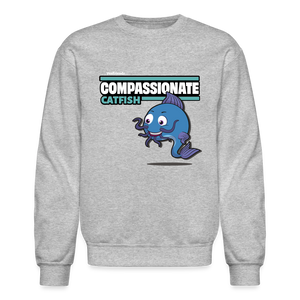 Compassionate Catfish Character Comfort Adult Crewneck Sweatshirt - heather gray
