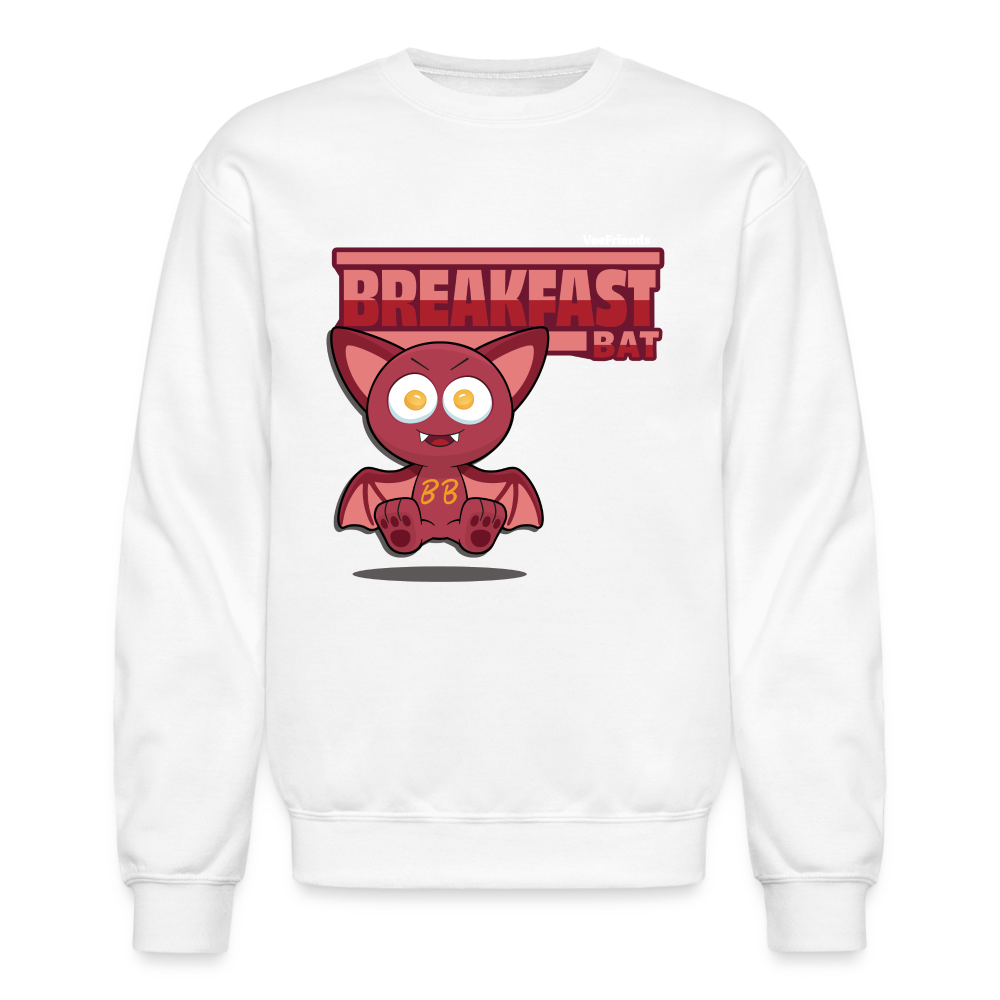 Breakfast Bat Character Comfort Adult Crewneck Sweatshirt - white