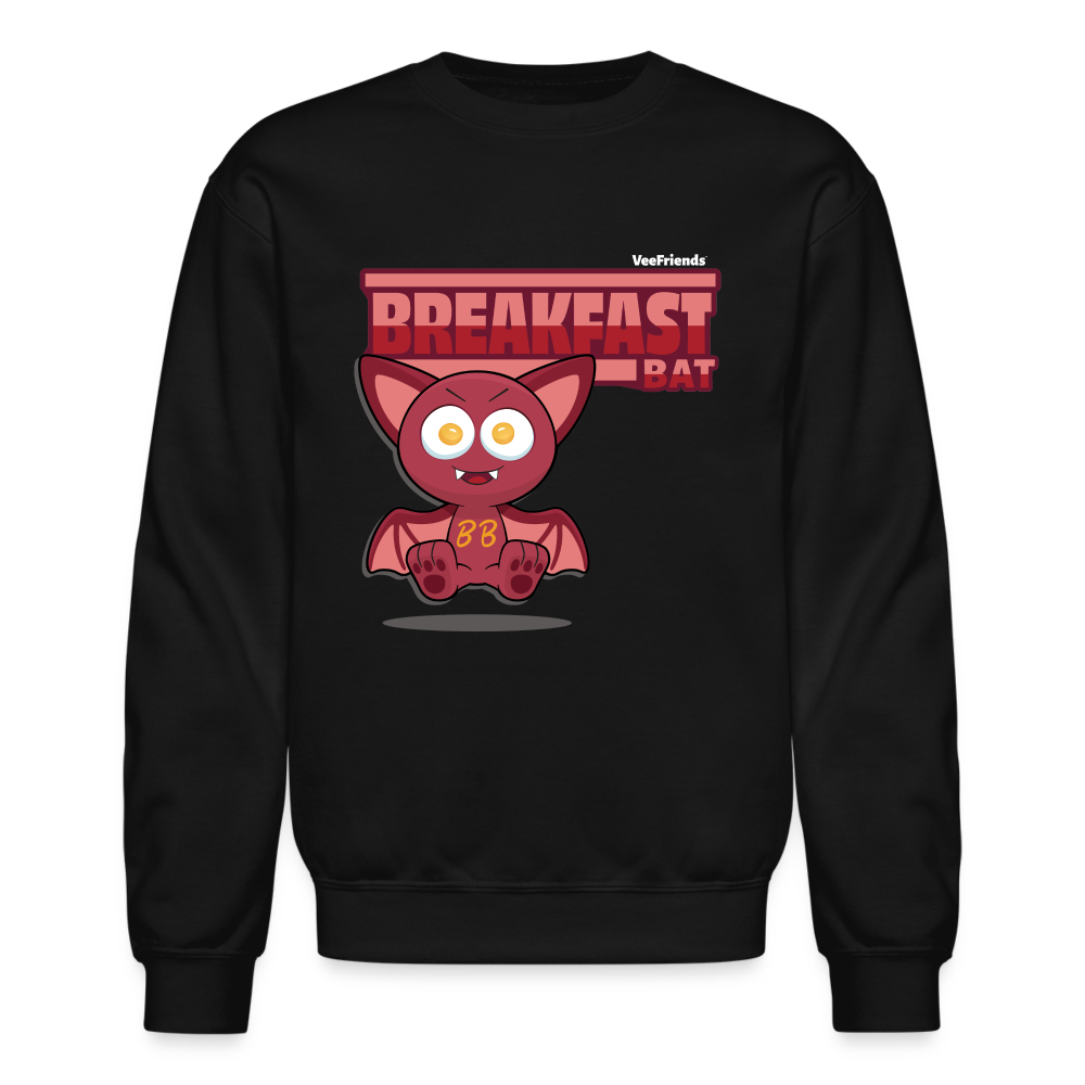 Breakfast Bat Character Comfort Adult Crewneck Sweatshirt - black