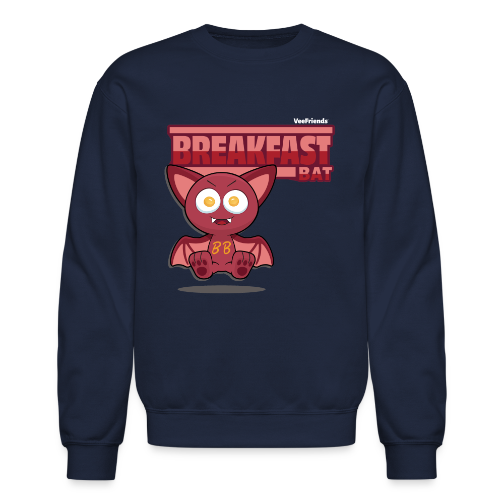 Breakfast Bat Character Comfort Adult Crewneck Sweatshirt - navy