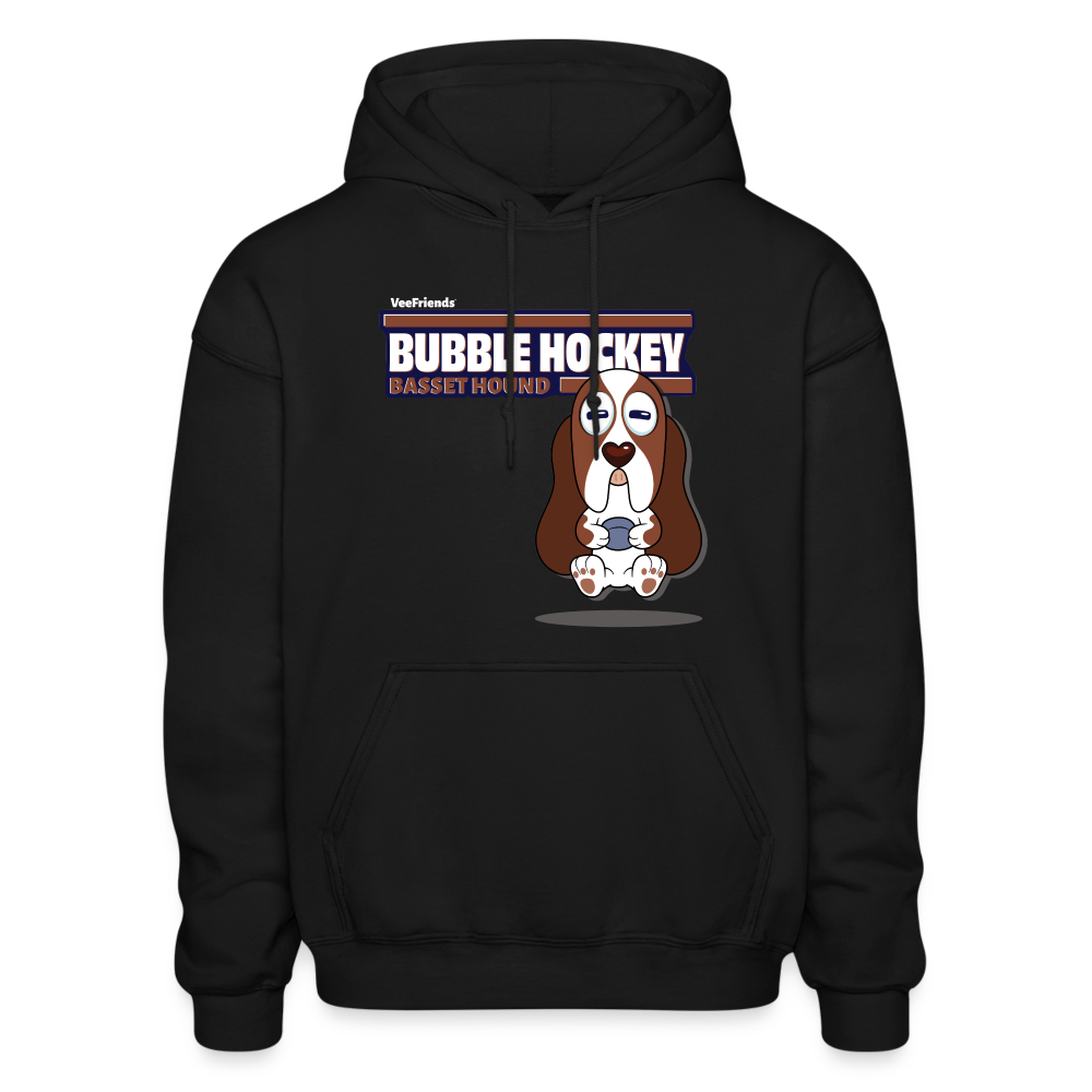 Bubble Hockey Basset Hound Character Comfort Adult Hoodie - black