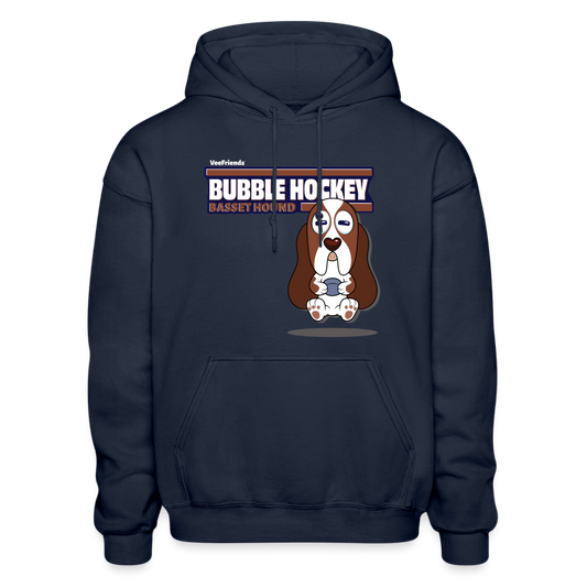 Bubble Hockey Basset Hound Character Comfort Adult Hoodie - navy