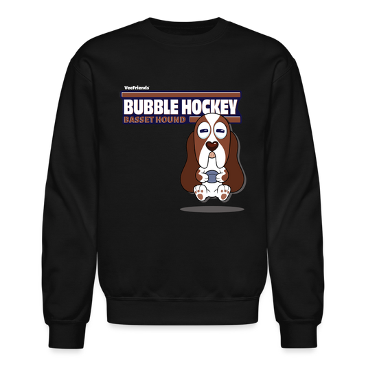 Bubble Hockey Basset Hound Character Comfort Adult Crewneck Sweatshirt - black