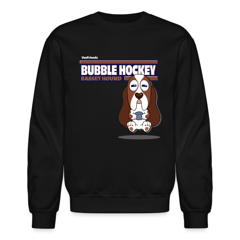 
            
                Load image into Gallery viewer, Bubble Hockey Basset Hound Character Comfort Adult Crewneck Sweatshirt - black
            
        