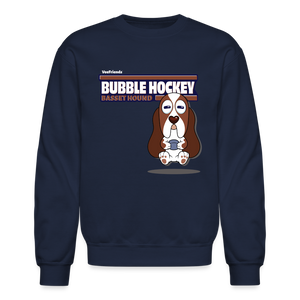 Bubble Hockey Basset Hound Character Comfort Adult Crewneck Sweatshirt - navy