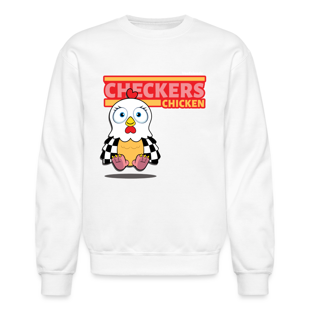 Checkers Chicken Character Comfort Adult Crewneck Sweatshirt - white