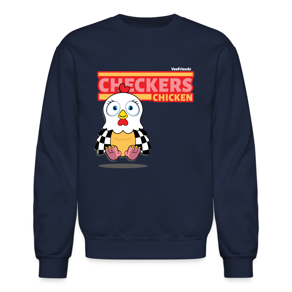 Checkers Chicken Character Comfort Adult Crewneck Sweatshirt - navy