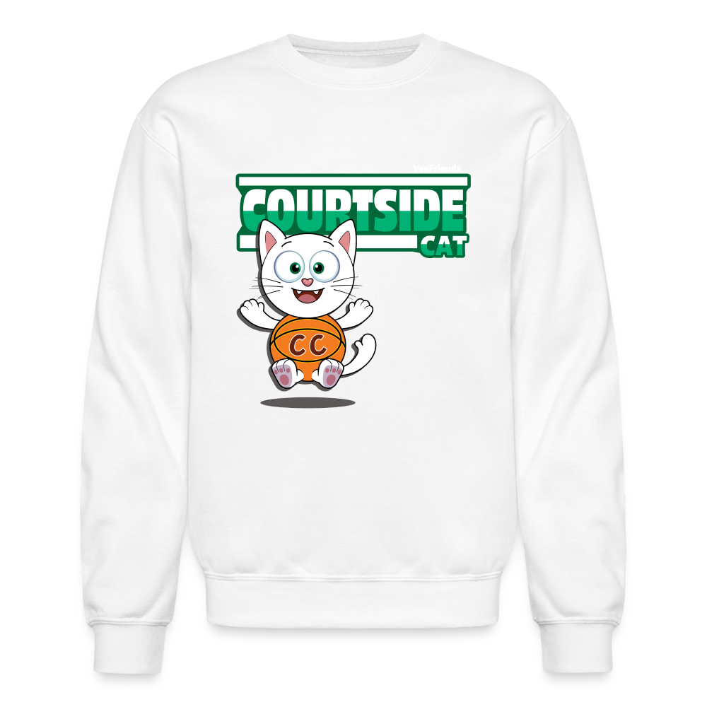 Courtside Cat Character Comfort Adult Crewneck Sweatshirt - white