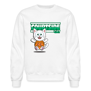 Courtside Cat Character Comfort Adult Crewneck Sweatshirt - white