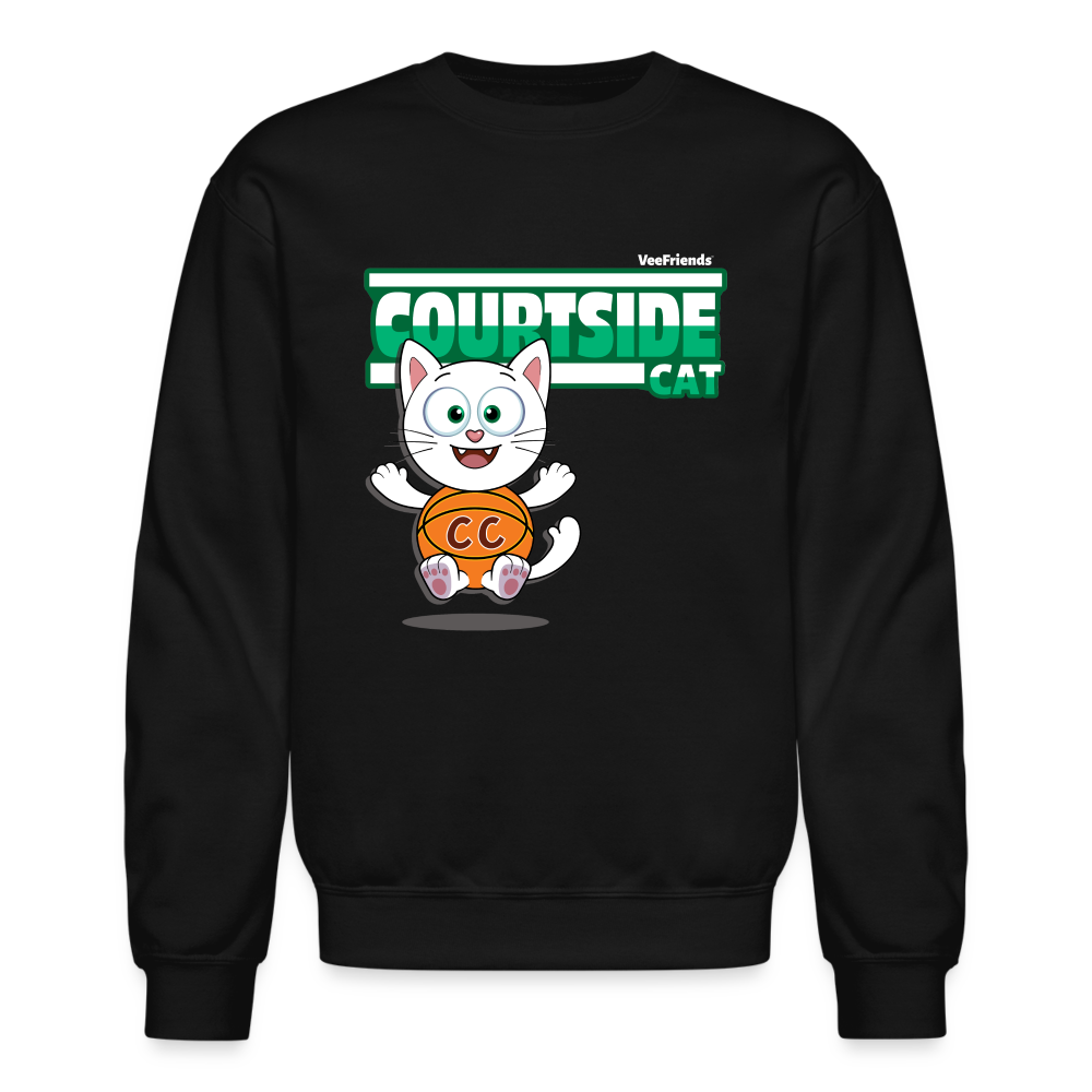 Courtside Cat Character Comfort Adult Crewneck Sweatshirt - black