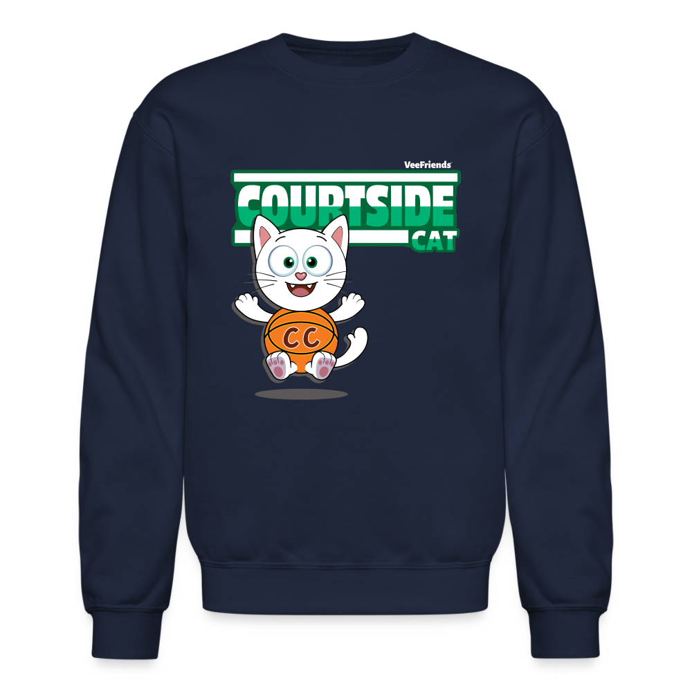 Courtside Cat Character Comfort Adult Crewneck Sweatshirt - navy