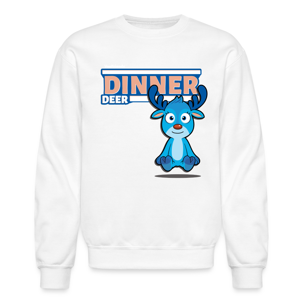 Dinner Deer Character Comfort Adult Crewneck Sweatshirt - white