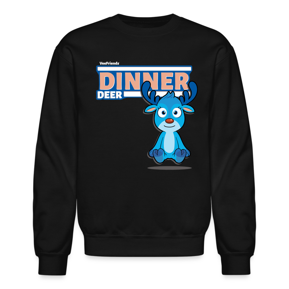 Dinner Deer Character Comfort Adult Crewneck Sweatshirt - black