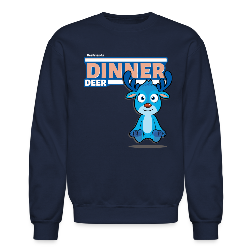 Dinner Deer Character Comfort Adult Crewneck Sweatshirt - navy