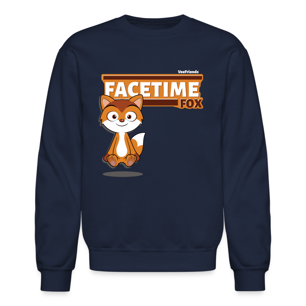 Facetime Fox Character Comfort Adult Crewneck Sweatshirt - navy