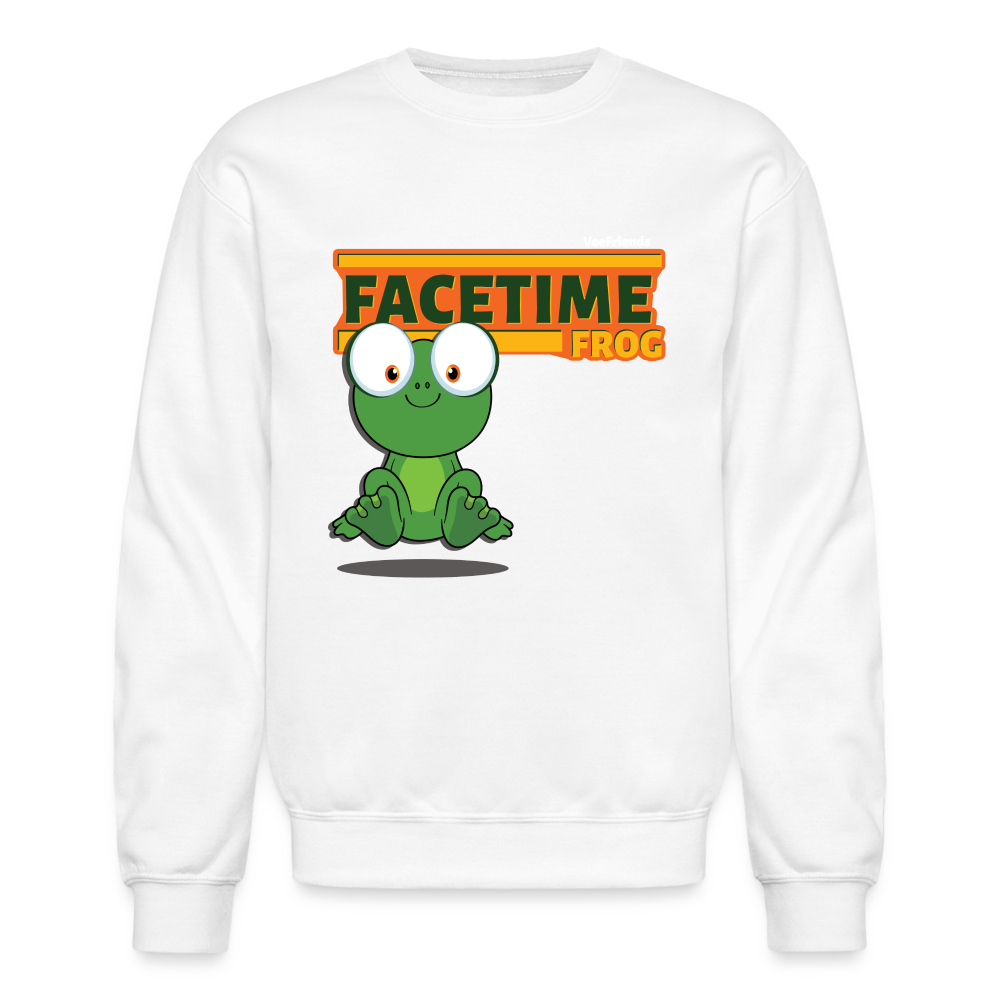 Facetime Frog Character Comfort Adult Crewneck Sweatshirt - white
