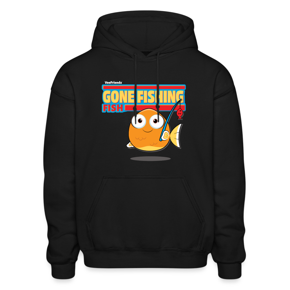 Gone Fishing Fish Character Comfort Adult Hoodie - black