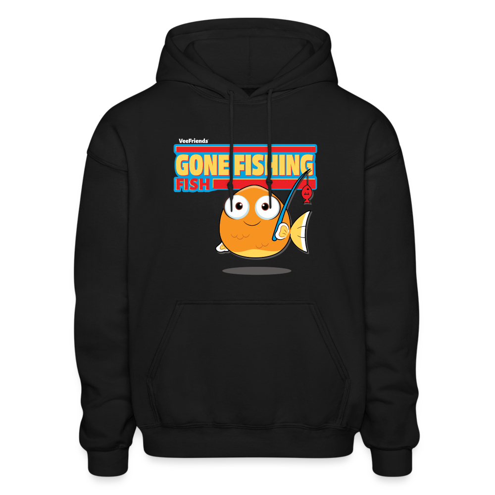 
            
                Load image into Gallery viewer, Gone Fishing Fish Character Comfort Adult Hoodie - black
            
        