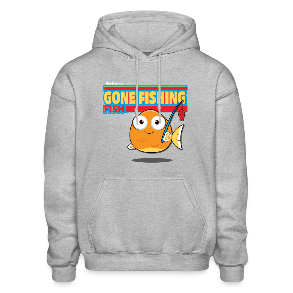 Gone Fishing Fish Character Comfort Adult Hoodie - heather gray