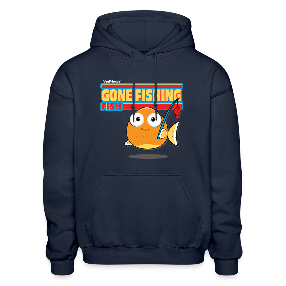 
            
                Load image into Gallery viewer, Gone Fishing Fish Character Comfort Adult Hoodie - navy
            
        