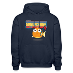 Gone Fishing Fish Character Comfort Adult Hoodie - navy