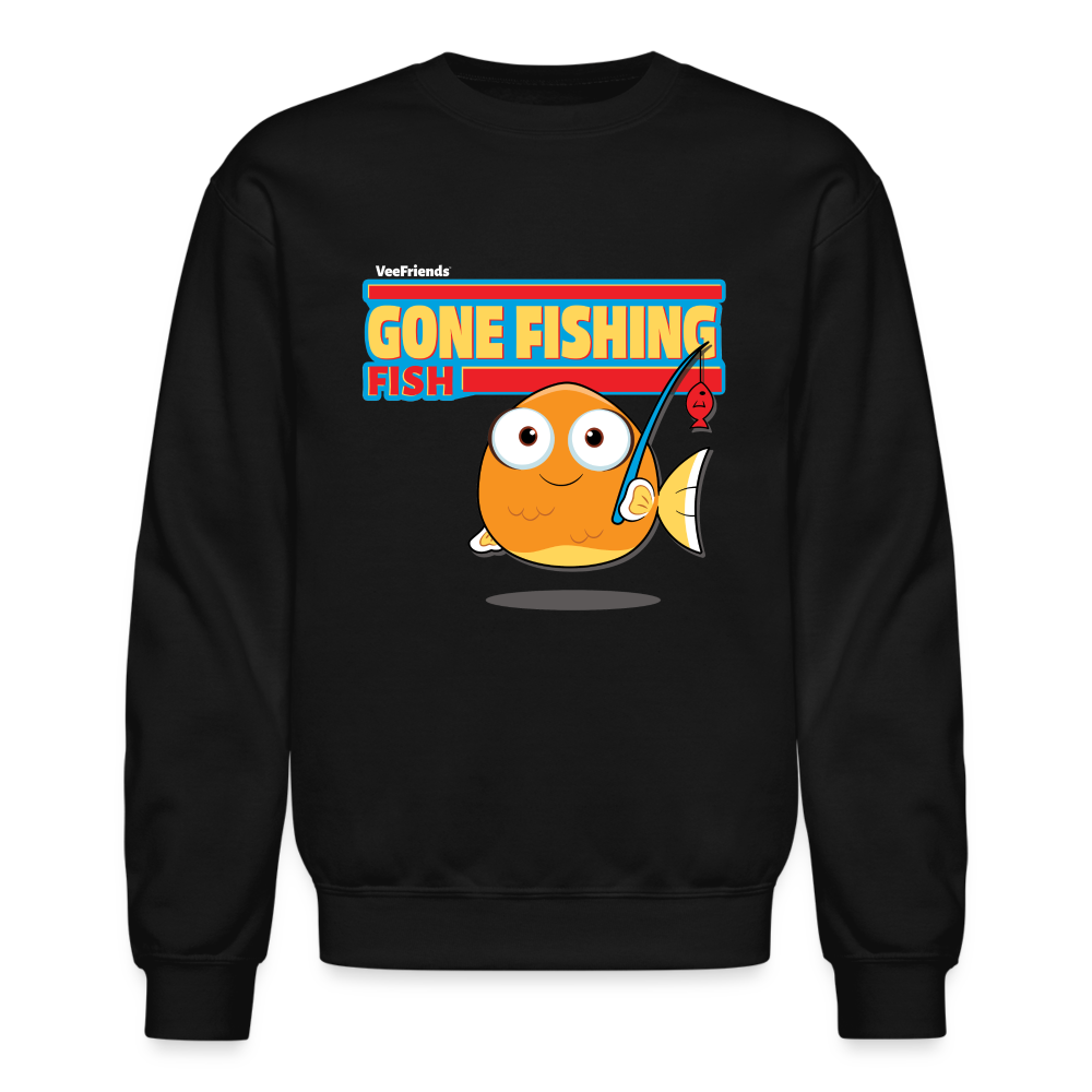
            
                Load image into Gallery viewer, Gone Fishing Fish Character Comfort Adult Crewneck Sweatshirt - black
            
        